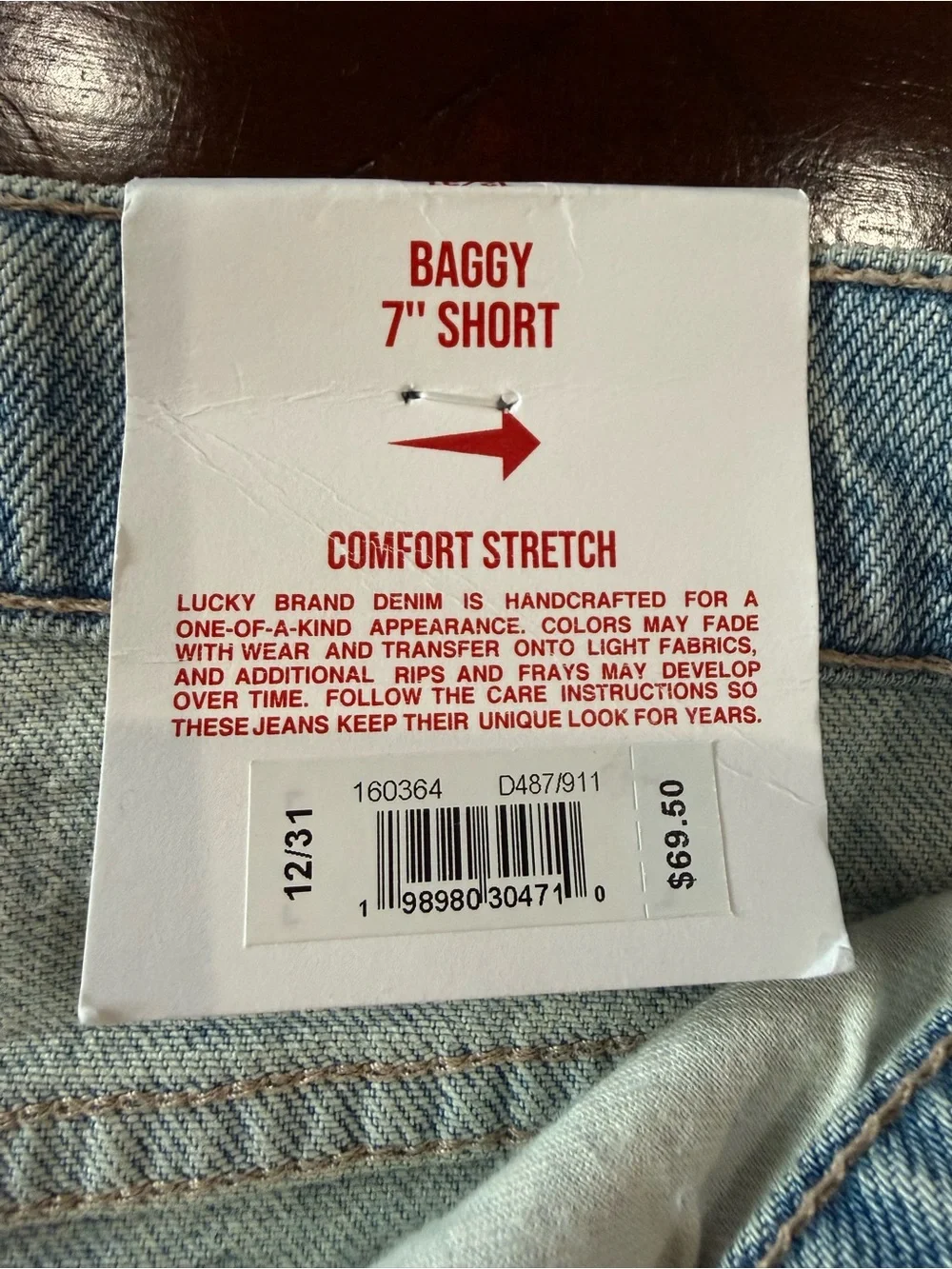 Lucky Brand Light Blue White Washed Vintage Frayed Hem Denim Shorts Size 12 / 31